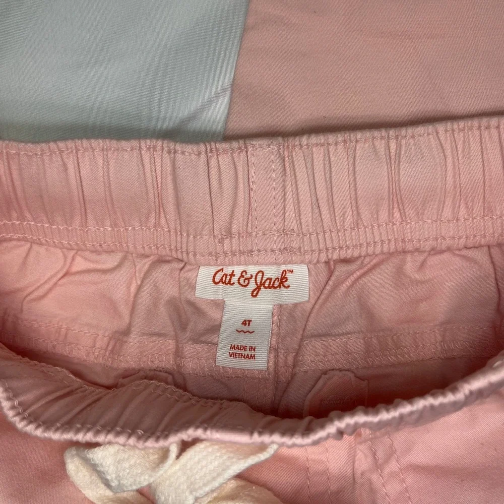 Cat & Jack Kids Pink Elastic Waist Chino Pants Straight Leg Size 4T